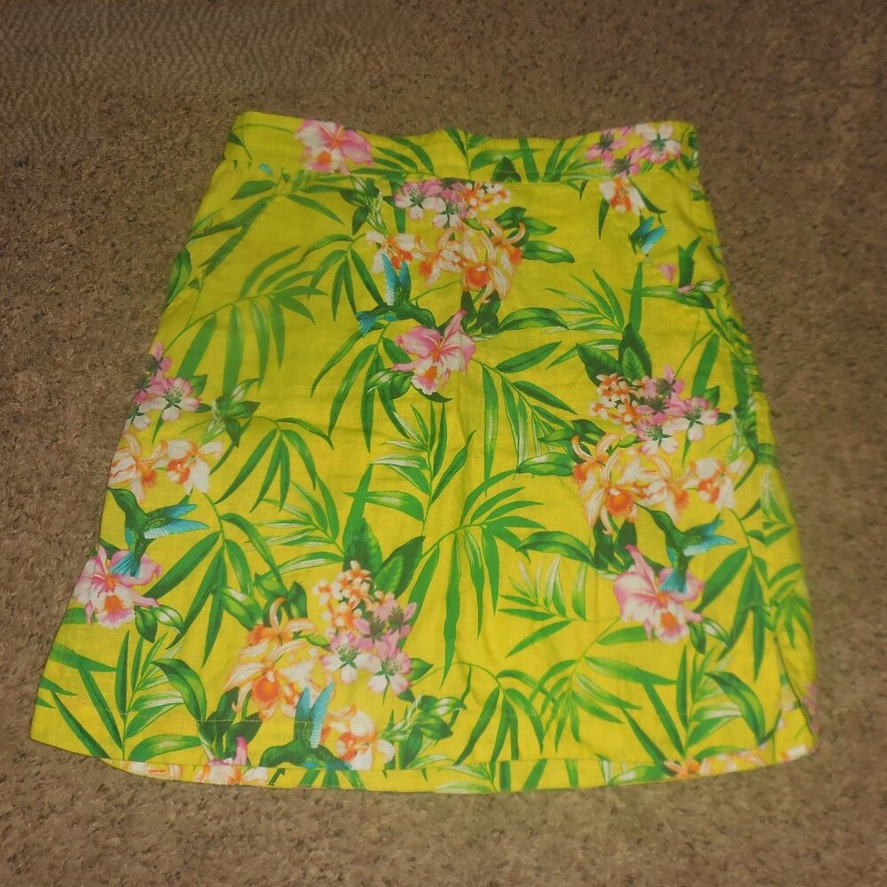 Tommy Bahama Yellow Tropical Skirt M